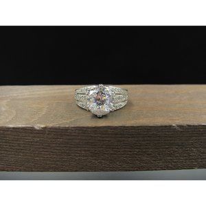 Size 7 Sterling Silver Gorgeous Round Cubic Zirconia With Accents Band Ring